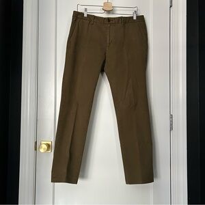 Scotch and Soda Washed Cotton Chinos, Size 33, Olive Green